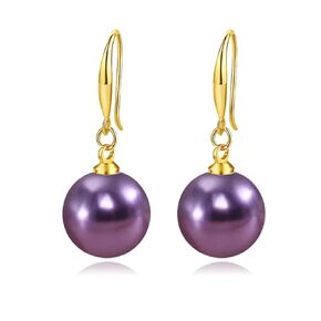 12mm Large Colored Balls Earrings Pearl Earrings for Women Lightweight Faux Pearl Earrings Earrings Big Pearl Colorful Beads Round Earrings Fashion Wedding Jewelry (Brown)