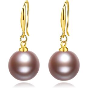 12mm Large Colored Balls Earrings Pearl Earrings for Women Lightweight Faux Pearl Earrings Earrings Big Pearl Colorful Beads Round Earrings Fashion Wedding Jewelry (Brown) in Kuwait
