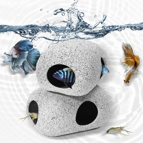 2 PCS Aquarium Decorations Cave-Fish Tank Decorations-Aquarium Rocks-Fish Aquarium Accessories Bowl Decorations Cave Rocks-Betta Fish Tank for Small and Medium Fish Ornament Hideaway