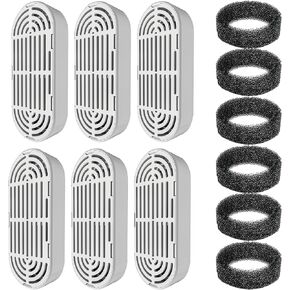 6 Pack Replacement Filters and 6 Pack Replacement Pre-Filter Sponges for 4L/135oz Stainless Steel Pet water fountain, Multiple Filtration, Easy to Clean and Replace