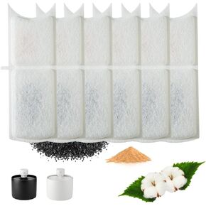 Cat Water Fountain Filter Replacement - 6 Pack Filters for 68 oz/2.3L Ceramic Wireless Cat Water Fountain - Compatible with Battery Operated Cordless Cat Water Dispenser - Easy to Clean and Maintain