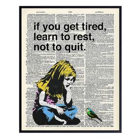 Motivational Dictionary Page Wall Art - 8x10 Upcycled Photo Poster - Cool Unique Gift for Banksy, Street Art, Graffiti, Mural Fans - Unframed Picture Print Home Decor, Room Decoration