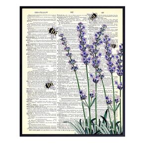 Floral Upcycled Dictionary Wall Art Print - 8X10 Vintage Unframed Photo - Perfect Easy Gift and Great for Home Decor