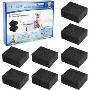 8 Packs Pre-Filter Sponges, Water Pump Filter for WF20/CF20 68oz/2L Cat Water Fountain Wireless Pump Sponges