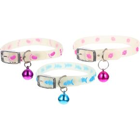 Ipetboom 3Pcs Light Up Puppy Collars Glowing Cat Dog Collar with Bell Glowing Pet Dog Collar for Night Safety, Lighted Cat Collar