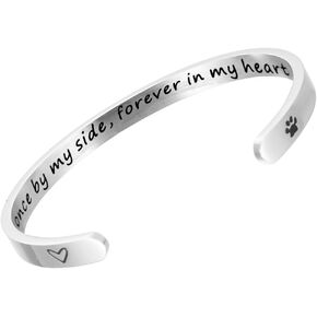 مرة واحدة بجانبي إلى الأبد في قلبي، تعاطف الحيوانات الأليفة، سوار هدية شخصي، مجوهرات تذكارية للحيوانات الأليفة، صفعة تذكارية للكلاب، فقدان هدايا الحيوانات الأليفة للنساء in Kuwait