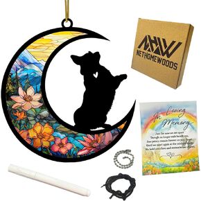 Corgi Dog Memorial Suncatcher, Personalized Corgi Ornament with Name Date, Rainbow Bridge Dog Sympathy Card, Dog Passing Away Gift, Loss of Dog Sympathy Gift, Bereavement Gift