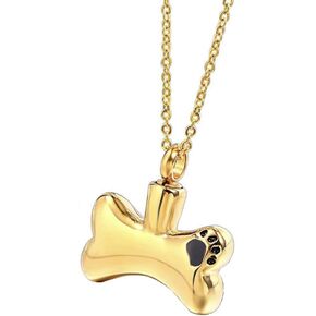 Stainless Steel Dog Bone Cremation Urn Pendant Necklace,Animal Pet Memorial Keepsake Ash Urn Jewelry Necklace Gift with Filling Kit