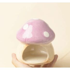 PENCK Cute Aquarium Mushroom House Betta Fish Tank Accessory Decor Mini Ceramic Fish Hideout Shrimp Cave Ornament (Purple)