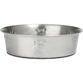 PetRageous 60050 Cayman Classic Non-Skid Stainless Steel Dishwasher Safe Bowl 12-Cup Capacity 9.5-Inch Diameter 3-Inch Tall for Large and X-Large Dogs and Cats of Any Size, Metallic