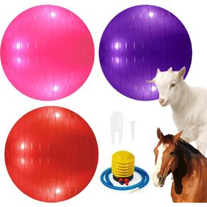 3 Pieces Pet Goat Ball Lamb Toy Horse Ball Dog Training Exercise Ball Toy with Inflator Pump for Pet Dogs Goats Horses to Play in Outdoor Entertainment (Pink, purple, red)