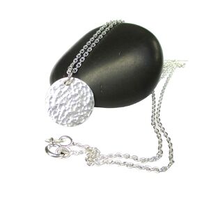 Sterling Silver Hammered Disc Necklace, Handmade