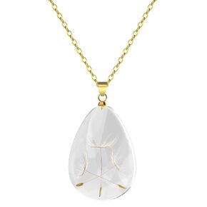 Pressed Flower Necklace Personalized Dandelion Flower Necklace Handmade Nature Necklace Flower Necklace Dandelion Jewelry Teardrop Resin Pendant