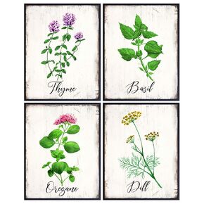 Kitchen Decor - Dining Room Decor - Herb Wall Decor - Botanical Wall Decor - Larousse Gastronomique Wall Art for Cafe, Restaurant - Cooking, Chefs Gifts for Women - Rustic Sign Art Prints Photos
