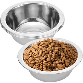 4 Pack Stainless Steel Dog Bowls, 8 Inch Basic Metal Dog Bowls Food and Water Dish for Small Large Dogs, Puppy