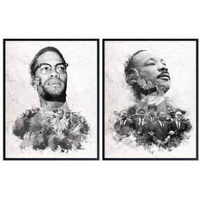 Martin Luther King, MLK, Malcolm X - African American Civil Rights Wall Art Decor Decoration - Inspirational Poster Print Set for Living Room, Bedroom, Office - Gift for Black History Month