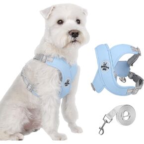 مجموعة مقود سرج للكلاب - تصميم على شكل X، شبكة مسامية، خفيفة الوزن، عاكسة، مناسبة للكلاب الصغيرة والمتوسطة الحجم (M: 13.22-22 رطل) in Kuwait