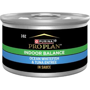 Purina Pro Plan Indoor Balance Ocean Whitefish and Tuna in Sauce Cat Food Wet Formula - (Pack of 24) 3 oz. Cans