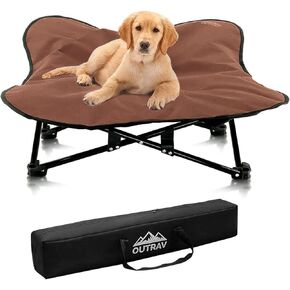 Outrav Portable Elevated Dog Bed, Folding Pet Cot for Indoor, Outdoor, Traveling, Camping, Raised Travel Lounger for Large, Small Dogs, up to 100 lb.