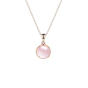 Pink Crystal Necklace for Women Simple and Gentle Chain Jewelry Gift for Birthday, Anniversary, Valentine's Day, Mother's Day, Thanksgiving, Christmas Day (Rose Gold Color)