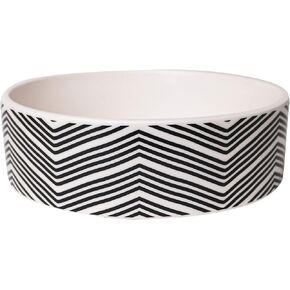 Park Life Designs - Ceramic Bowl for Dogs, Cats and Pets, Stylish Retro Design, Heavyweight and Non Slip, Skid Free, Chew Proof, Durable, Microwave and Dishwasher Safe (Small, Eat Up)