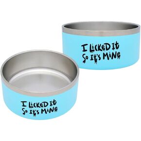 Doggyway Stainless Steel Metal Dog Bowl, Non-Slip Rubber Base, Heavy Duty, Rust Resistant, Pet Bowls for Cats ad Dogs, Dry and Wet Food (I Licked It So It's Mine)