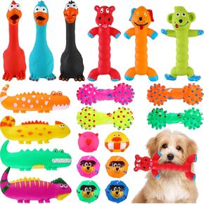 Shappy 20 Pcs Squeak Latex Puppy Toy Squeaky Dog Toys Rubber Small Squeaky Balls Rubber Toys Funny Animal for Small Medium Large Pets Interactive Play Fetch Reduce Separation Anxiety (Novel)