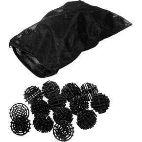 HQRP 50 pcs Bio Balls Filter Media 1.5 Inch - Large Bio Ball for Aquarium, Pond, Waterfall, Fountain Filter Media in Mesh Bag with Zipper