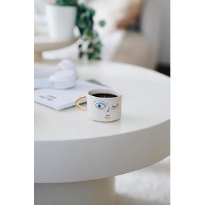 Winking Eye Handmade Turkish Porcelain Cup | Hand Painted Ceramic Coffee Mug 200 ml