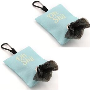 2 Pack Dog Poop Bag Dispenser with Clip, Doggie Poop Bag Holders for Leashes, Dog Waste Bag Dispenser, Doggy Bag Holder Pouch, Lightweight Fabric for Pet Running Walking Hiking (Orange)