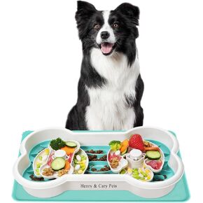Slow Feeder Dog Bowls, Anti-Choking Interactive Dog Slow Feeding Bowls for Dry/Wet/Raw Food, Bloat Stop Dog Slow Feeder Bowl for Large Breed Dogs,Slow Eating Dog Bowl with Silicone Pet Feeding Mat