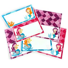 Mermaid Place Tent Cards by Adore By Nat - Under the Sea Girl Children Birthday Party Food Label or Sign - Set of 12
