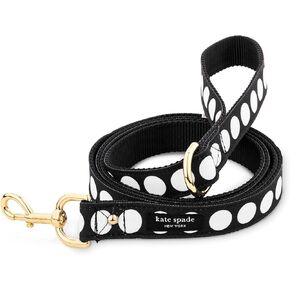 Kate Spade New York 6ft Dog Leash, Heavy Duty Leash for Female or Male Dogs, Cute Pet Leash with Gold Metal Hardware, Long Dog Lead for Medium and Large Breeds, Art Dot