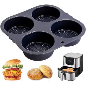 قالب كعكة الهامبرغر، مقلاة هوائية من السيليكون، صانع الخبز بفتحات تهوية، قالب بوليلو مثقوب غير لاصق، أداة صينية دائرية مقرمشة للخبز in Kuwait