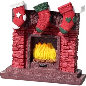 Aquarium Christmas Fireplace Decoration Package- Fish Tank Christmas Tree Statue Holiday Decoration for Aquarium Betta Fish (Wreath)
