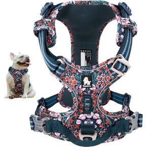 La La Pet® No Pull Dog Harness with Front Clip, Reflective Dog Vest Harness with Handle Floral Neoprene Padded Dog Vest for Puppy Small Medium Large Dogs 3 Snap Buckles Easy to Put on & Take Off