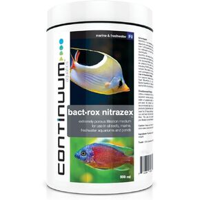 Continuum Aquatics Bact Rox Nitrazex - وسائط ترشيح مسامية صغيرة لإزالة النترات والنتريت والأمونيا في الشعاب المرجانية والمياه المالحة البحرية وأحواض المياه العذبة، 250 مل