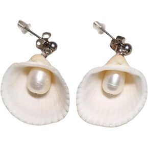 | Freshwater pearl | Sea shell | Earrings | 1 inch | Studs | Hypoallergenic | Gifts | Fun | Beach | Boho | Summer in Saudi Arabia