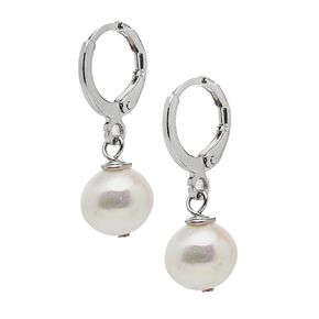 Dainty Elegance Pearl earrings for Women and Girls | Baroque Freshwater Pearl Huggie Hoop Earrings (Pink)