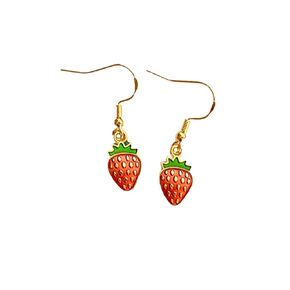 Strawberry earrings |18K gold plated earhooks | summer girl simple yet cute drop earrings | teen girl birthday gift