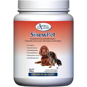 Omega Alpha Pets - Performance & Mobility-A Complete Joint Care and Health Complex + D-Chondroitin, D-Glucosamine, MSM, Hyaluronic Acid & Collagen- SinewPet-500g (One Bottles)