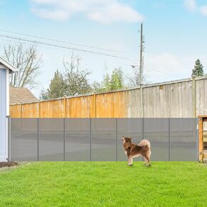 Reinforced 42" Extra Tall Pet Gate 155" Extra Wide Retractable Baby Gate with Support Rods - Prevent Crawling Under, Indoor/Outdoor Mesh Safety Gate Extra Wide Baby Gate Tall Baby Gates for Dogs, Gray