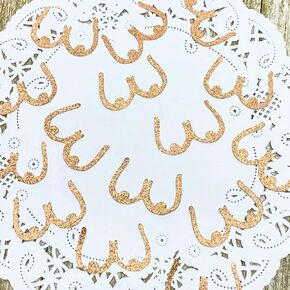 Boob Confetti - Rose Gold Breast Confetti Bachelor or Bachelorette Two Brides Party Confetti (Set of 140 Pieces)