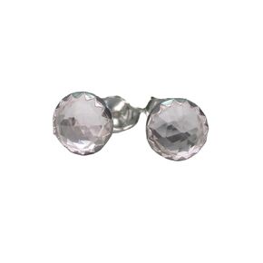 Rose Cut Quartz Crystal Quartz Stud Earrings 6mm