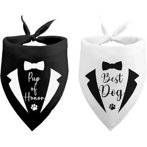 Pup of Honor Best Dog Wedding Dog Bandana Bridal Party Dog Bandana Wedding Engagement Announcement Photo Prop Pet Accessories for Dog Lovers Owner Gift Pack of 2
