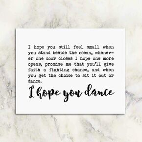 I Hope You Dance Sign, Nursery Signs, Children's Bedroom Decor, Nursery Art,Graduation Gift, Modern Farmhouse, Kids Room Wall Art, 8 x 10 Inches Unframed