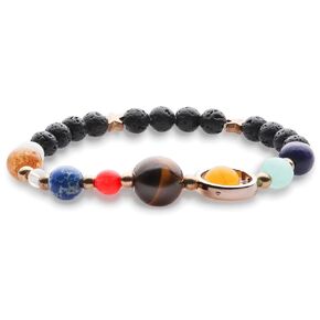 Women Solar System Bracelets,Handmade Natural Volcanic Stone Beads Healing Energy Stretch Bracelet,Universe Galaxy The Eight Planets System Guardian Star Bracelets Bangle,Gifts for Girls Teens