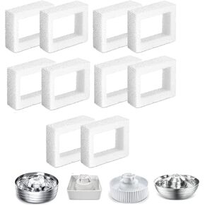 12 Pack Qzbhct Foam Filter Sponge for Cup Cake Ceramic Pet Fountain 67oz / 2L Round Stainless Steel Cat Water Fountain DR-DC-160 Water Pump Pre-Filter