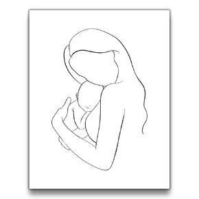 Mother and Infant Child Nursery Wall Art | 11x14 UNFRAMED Black and White Minimalist Nordic Print | Mama and Baby Modern Scandinavian Home Decor
