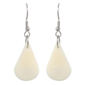 Tagua Nut Earrings Raindrops in Natural Ivory White Handmade Fair Trade, Lightweight by Florama Natural Jewelry